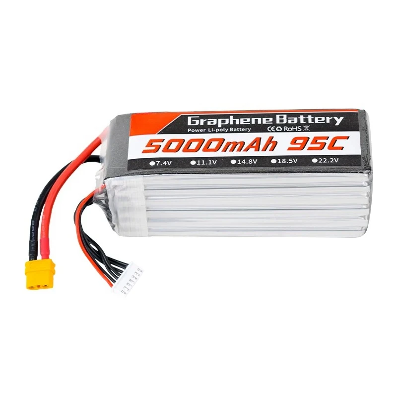 แบตเตอรี่ลิโพกราฟีน 5000mAh 6S - 6S Lipo Battery 22.2V 5000Mah บทวิจารณ์และราคา